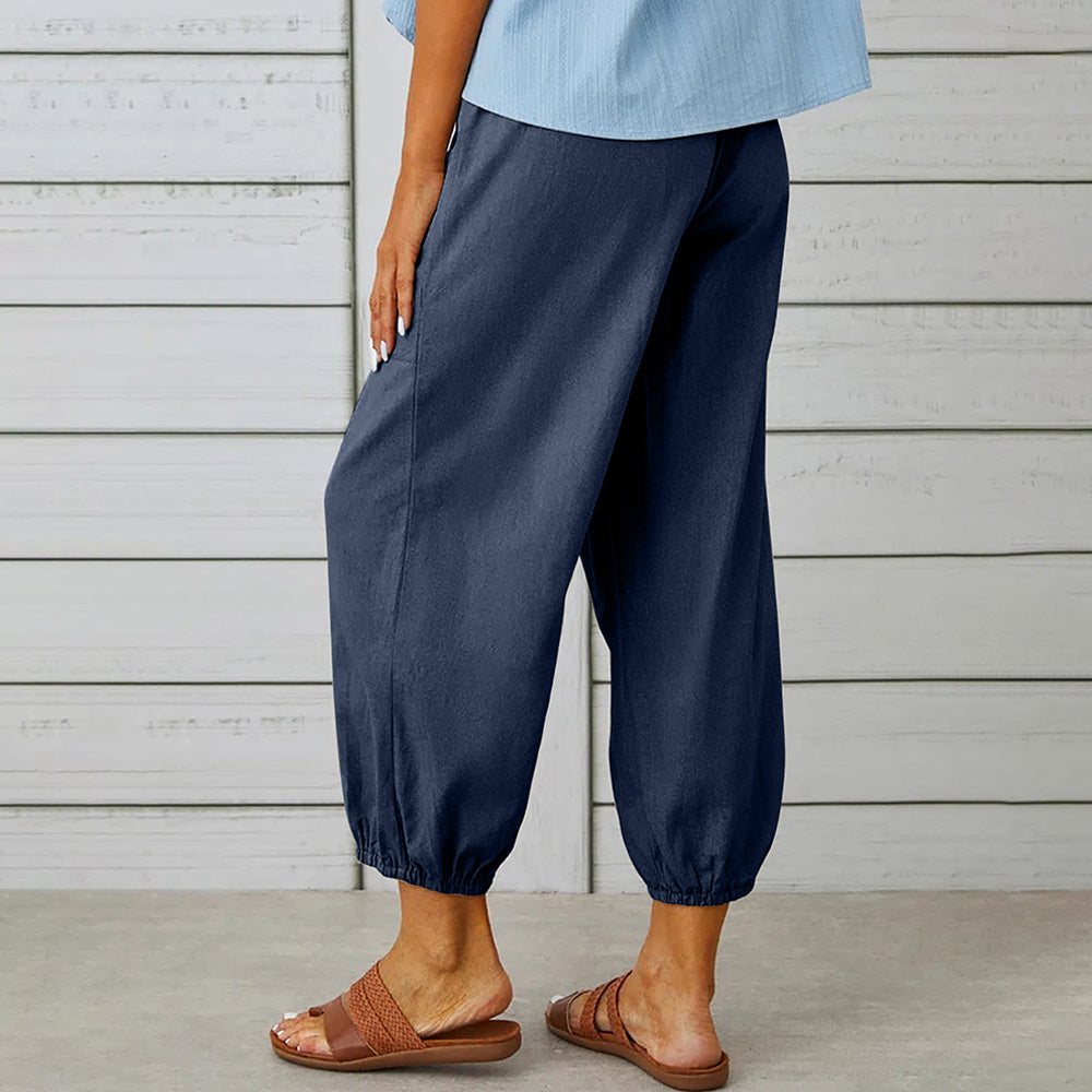 Drune | kurze Damen-Overalls aus Baumwolle und Leinen mit Taschen und Knöpfen