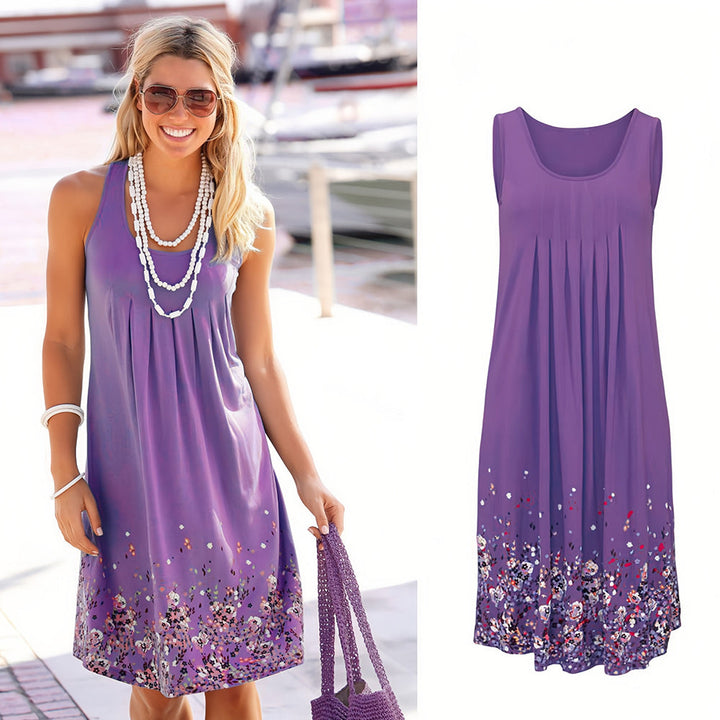 Drune | ärmelloses, lockeres Kleid mit Blumendruck