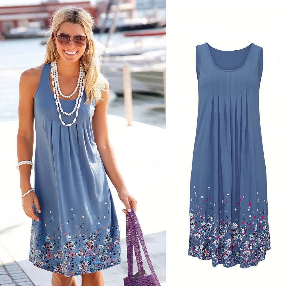 Drune | ärmelloses, lockeres Kleid mit Blumendruck