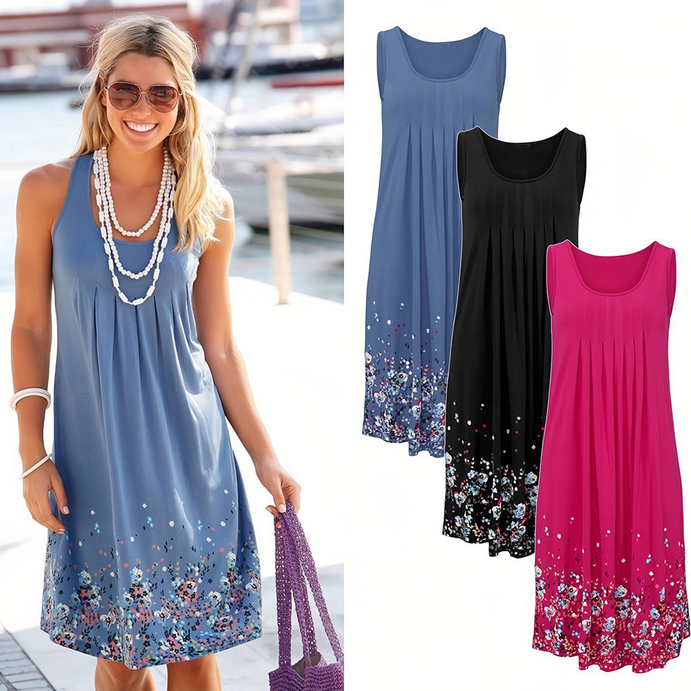 Drune | ärmelloses, lockeres Kleid mit Blumendruck