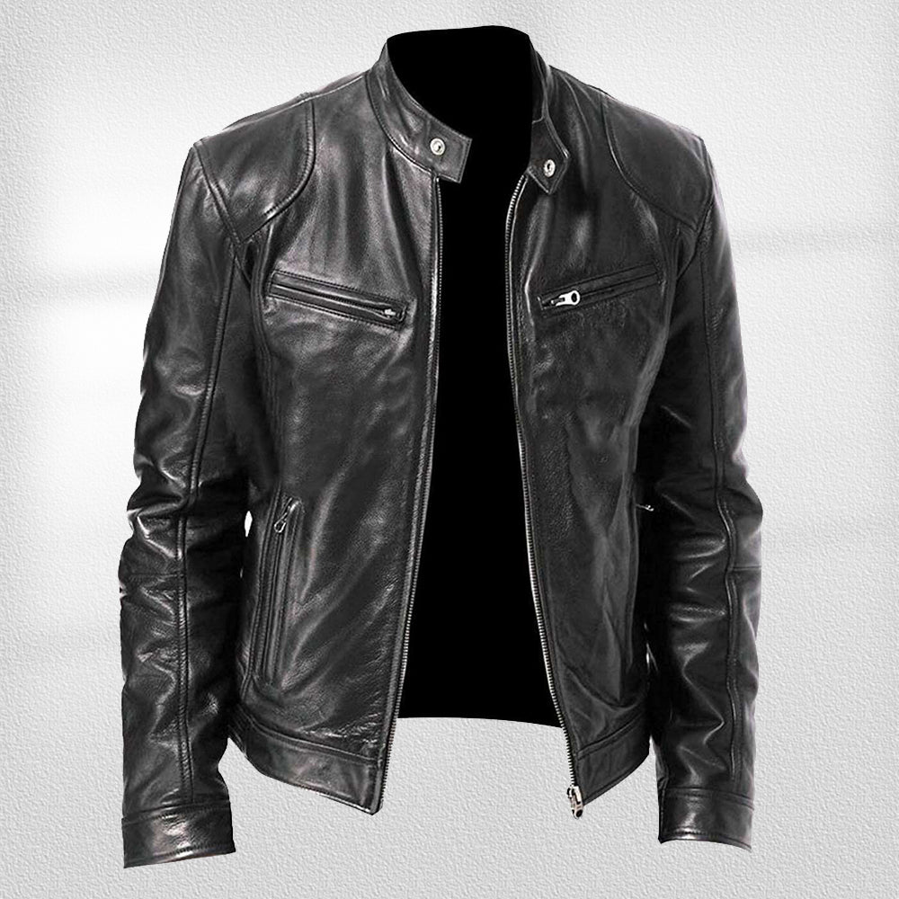 Drune | Stehkragen, Trendige Lederjacke, Hübsche Motorrad-Lederjacke