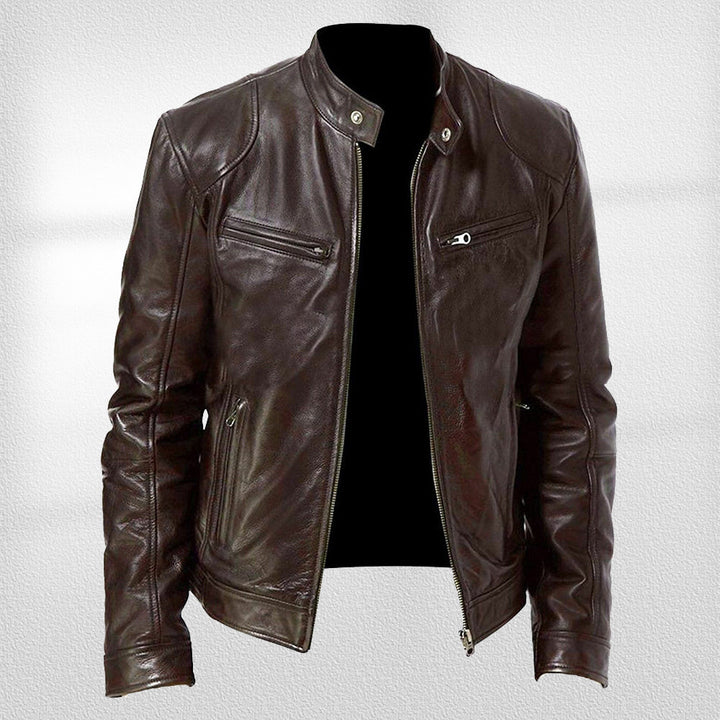 Drune | Stehkragen, Trendige Lederjacke, Hübsche Motorrad-Lederjacke