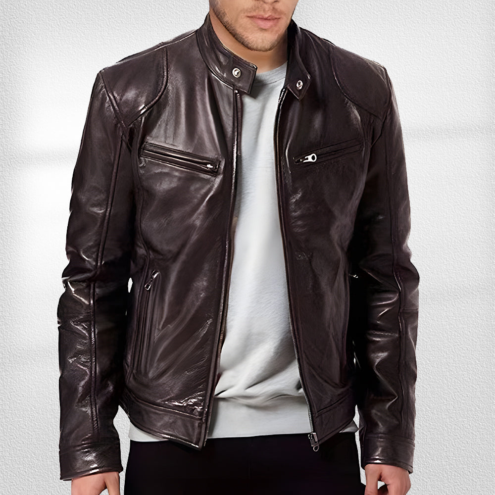 Drune | Stehkragen, Trendige Lederjacke, Hübsche Motorrad-Lederjacke