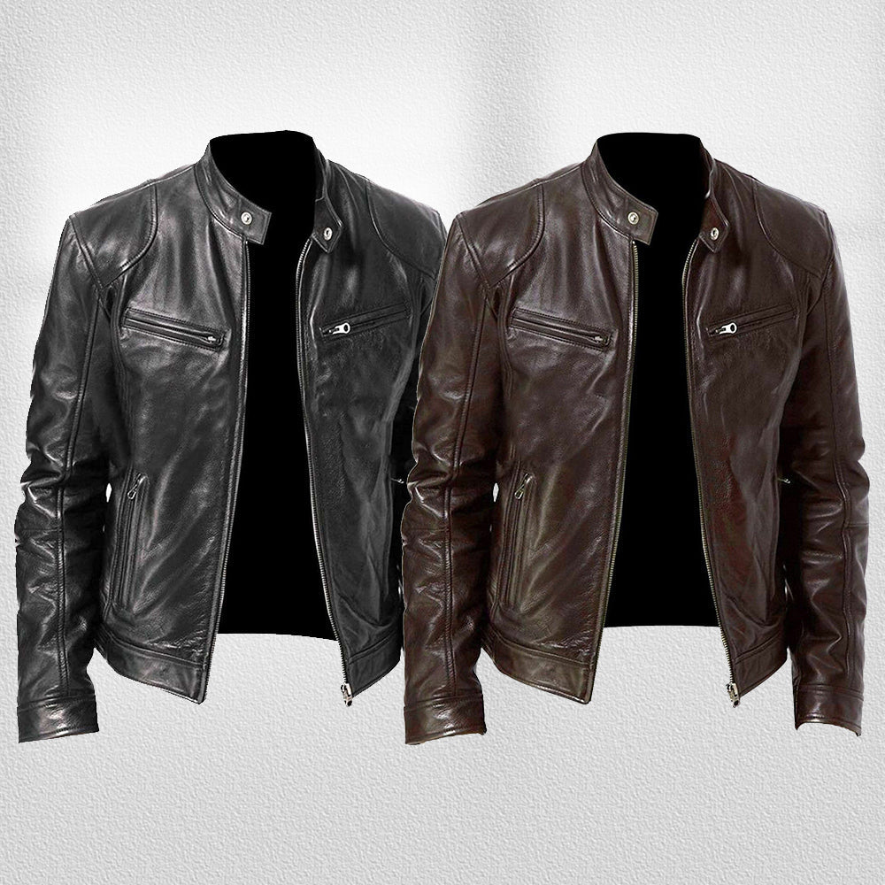 Drune | Stehkragen, Trendige Lederjacke, Hübsche Motorrad-Lederjacke