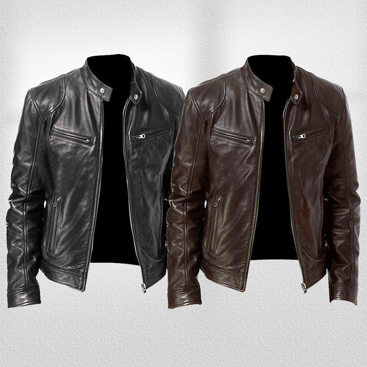 Drune | Stehkragen, Trendige Lederjacke, Hübsche Motorrad-Lederjacke