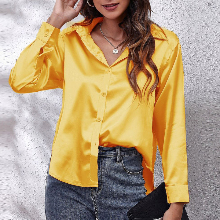 Drune | einfarbiges Langarmshirt aus Satinimitatseide für Damen