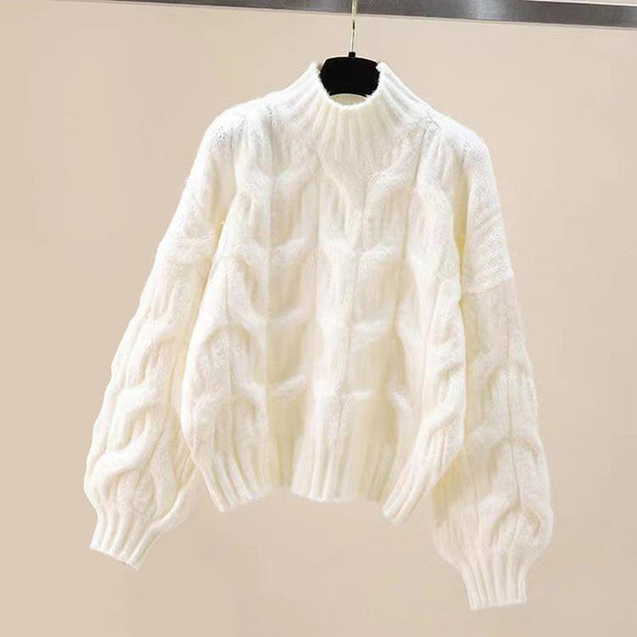 Drune | Fleur Retro Glam Set - Weicher cremefarbener Pullover & Jeans mit Perlenverzierung