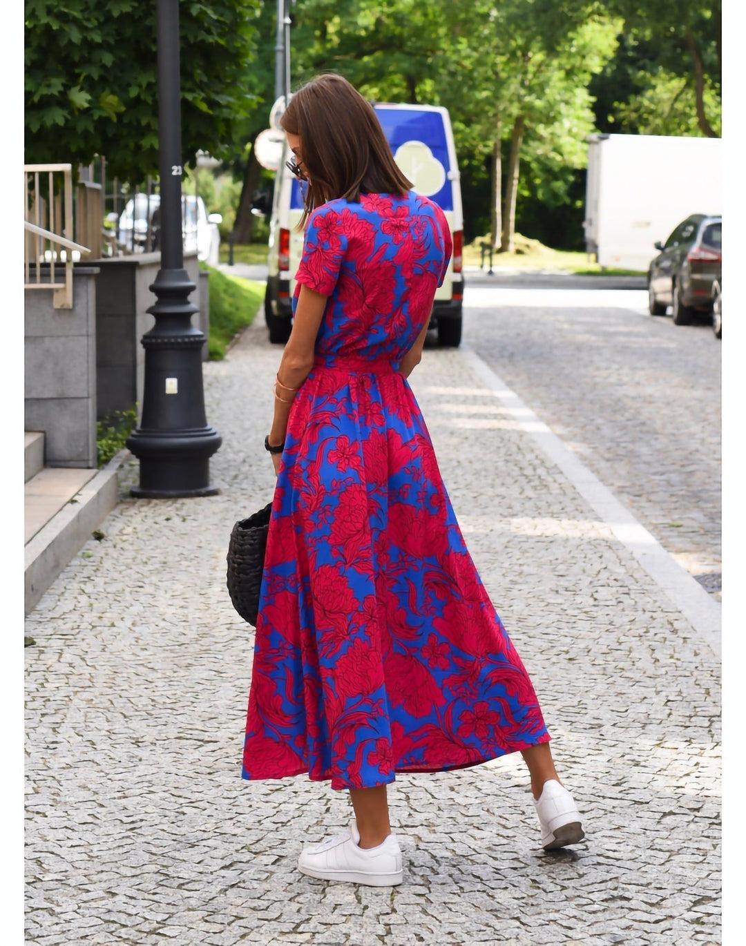 Drune | V-Ausschnitt Wickel Maxi Kleid