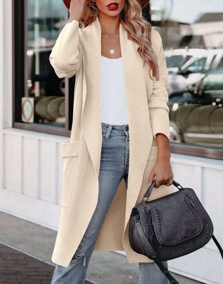 Drune | Lange Strickjacke mit Offener Vorderseite Im Lässigen Stil