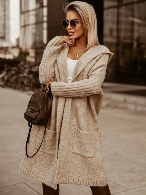 Drune | langer Cardigan mit Kapuze Weich & Warm