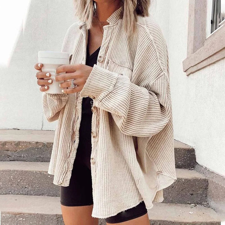 Drune gerippte Strickjacke Elegance