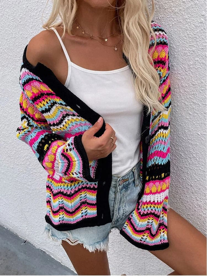 Drune | Cardigan - Gestrickt mit Knopfverschluss - Leicht und Atmungsaktiv - Lockere Passform