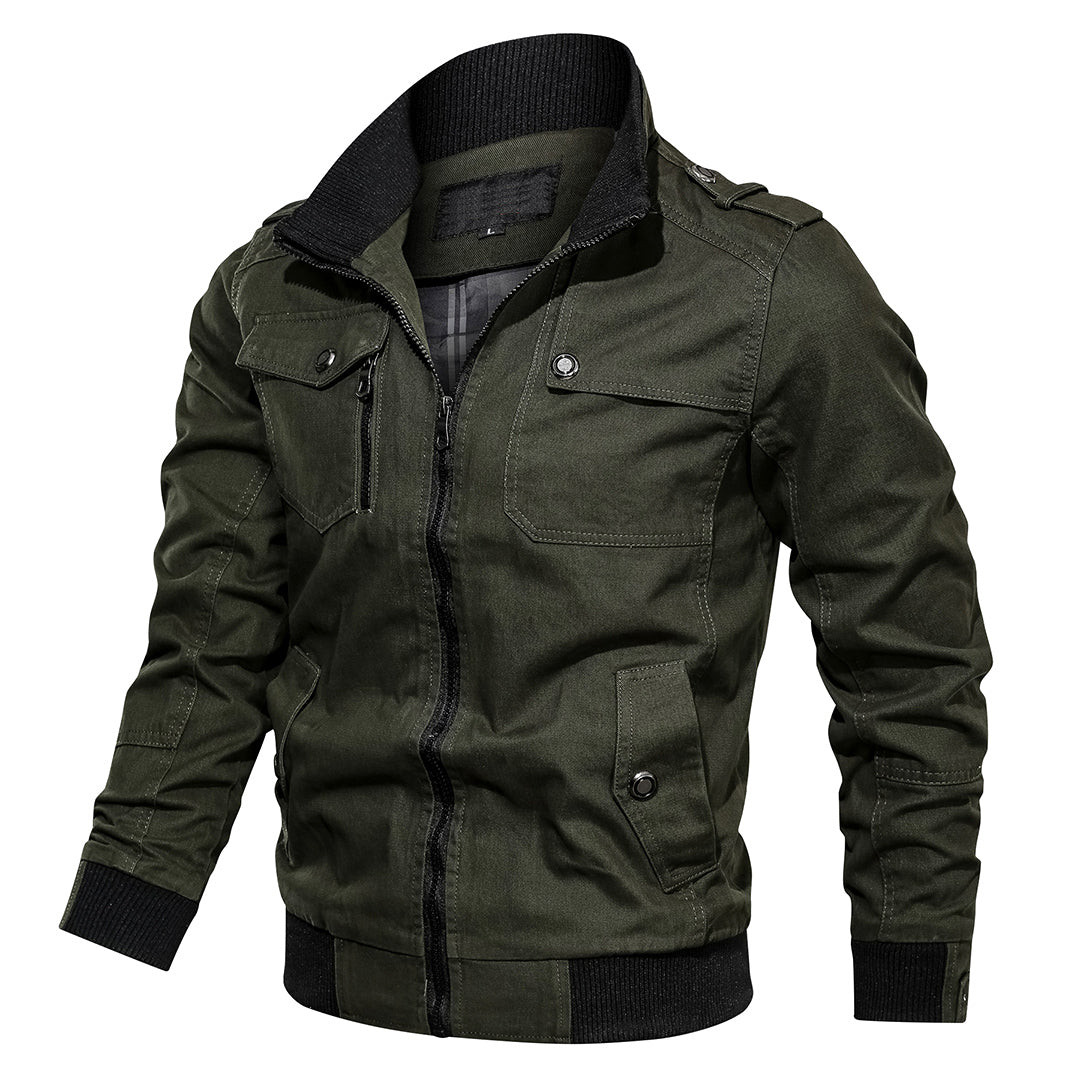 Drune | Bomberjacke Normale Passform Bomberdesign mit Rippkragen und Epauletten Mehrere Taschen