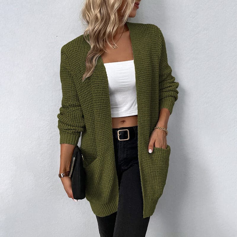 Drune | Cardigan - Gestrickter Offener Vorn - Lässige Passform - Lange Ärmel mit Rippbündchen