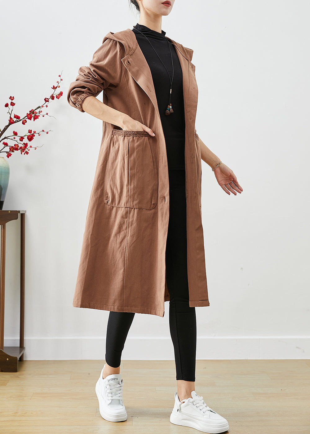Drune | Kaffee Kapuzen Taschen Baumwolle Trenchcoats
