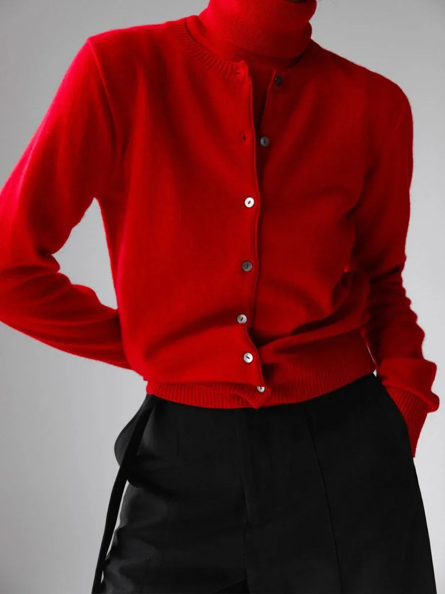 Drune | Damen Strick-Cardigan und Rollkragenpullover Set