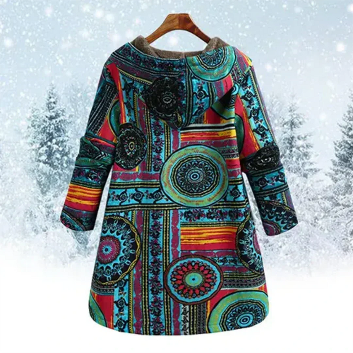 Drune | Boho-Patchwork-Hoodie mit warmer Fütterung für Frauen