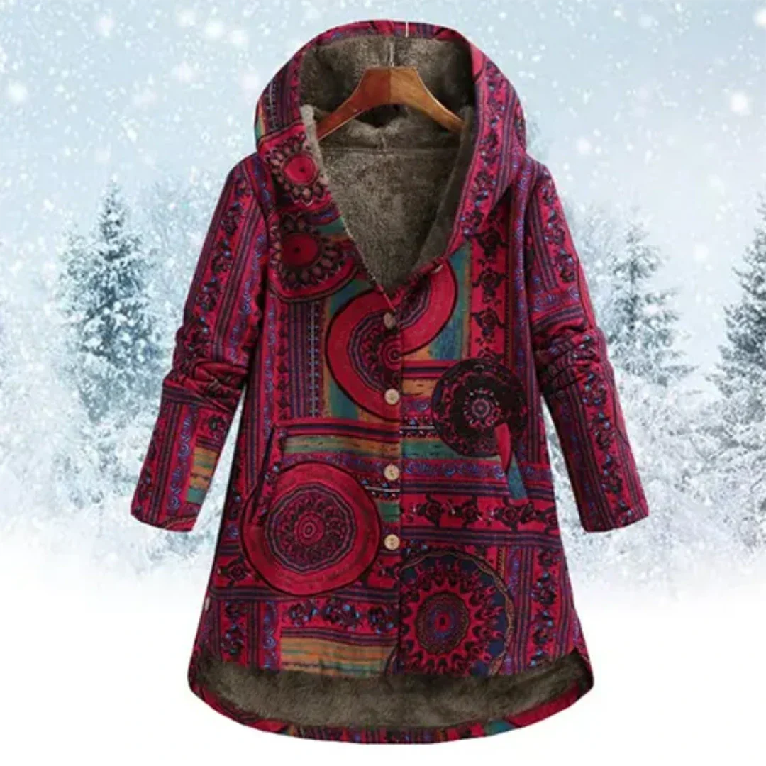 Drune | Klassiker Blumen Kapuze Jacke - Winter