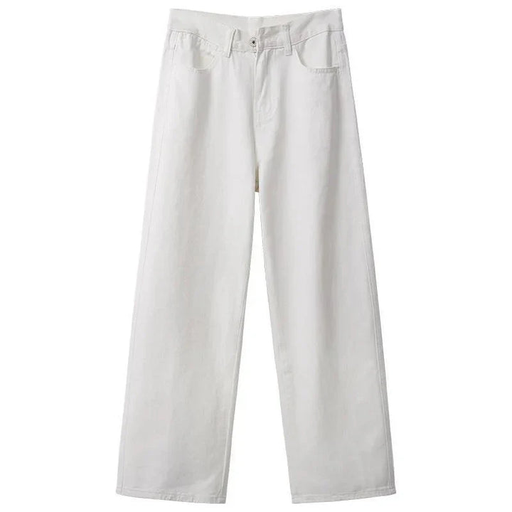 Drune | Herbst Frühling Jeans Frauen Denim Hosen Vintage Gerade Hosen Mode Female Weiße Schwarze Einfarbige Lockere Entspannte Weite Bein Hosen