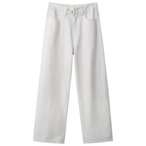 Drune | Herbst Frühling Jeans Frauen Denim Hosen Vintage Gerade Hosen Mode Female Weiße Schwarze Einfarbige Lockere Entspannte Weite Bein Hosen