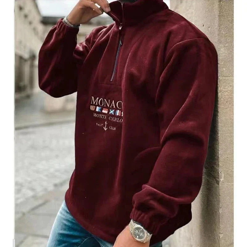 Drune | Lässiger Pullover mit Halbem Reißverschluss für Männer
