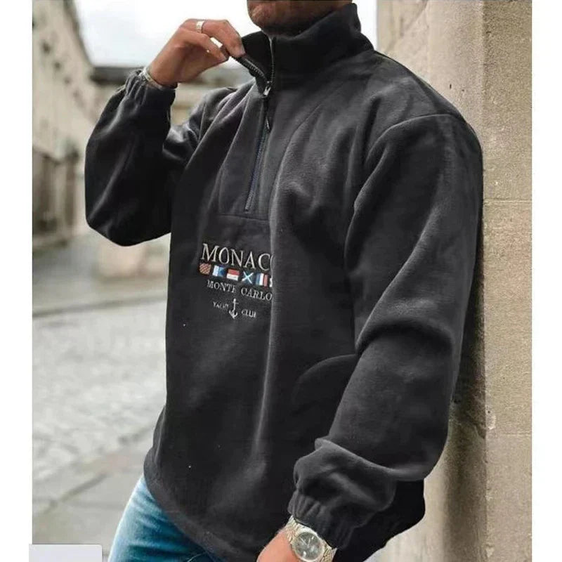 Drune | Lässiger Pullover mit Halbem Reißverschluss für Männer