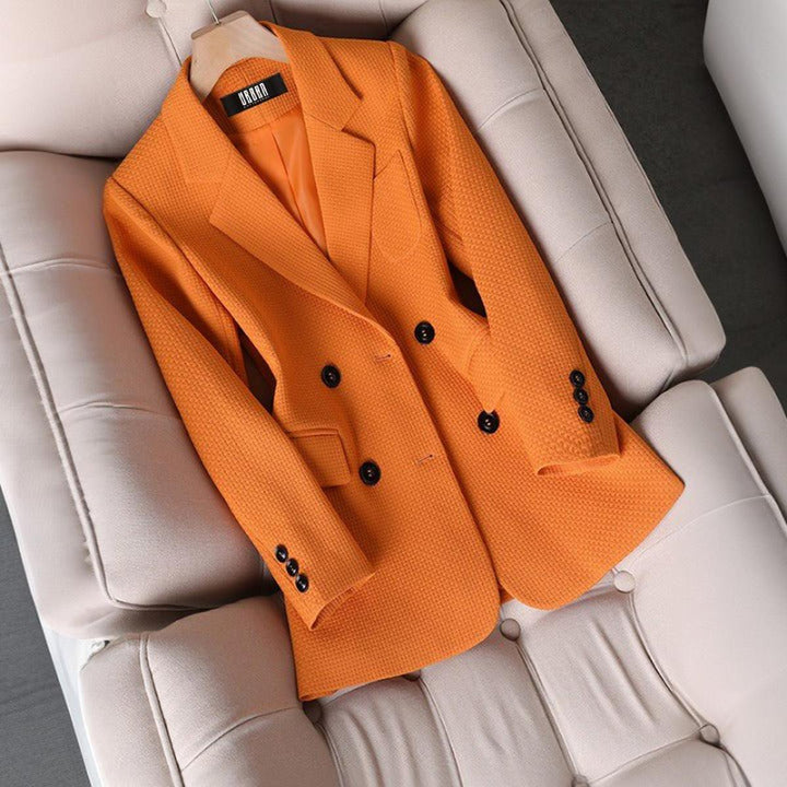Drune | Herbst Frauen Karo Muster Blazer mit Langen Ärmeln