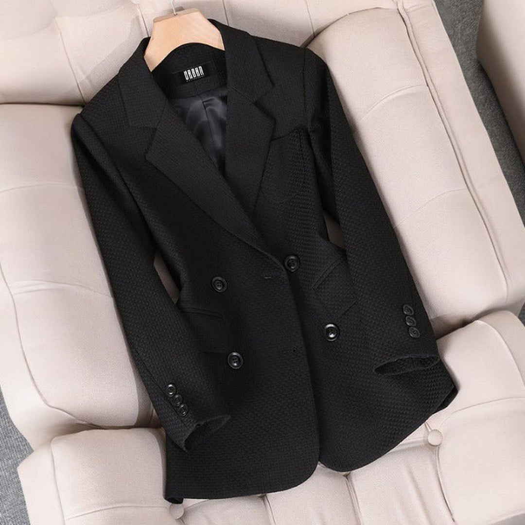 Drune | Herbst Frauen Karo Muster Blazer mit Langen Ärmeln