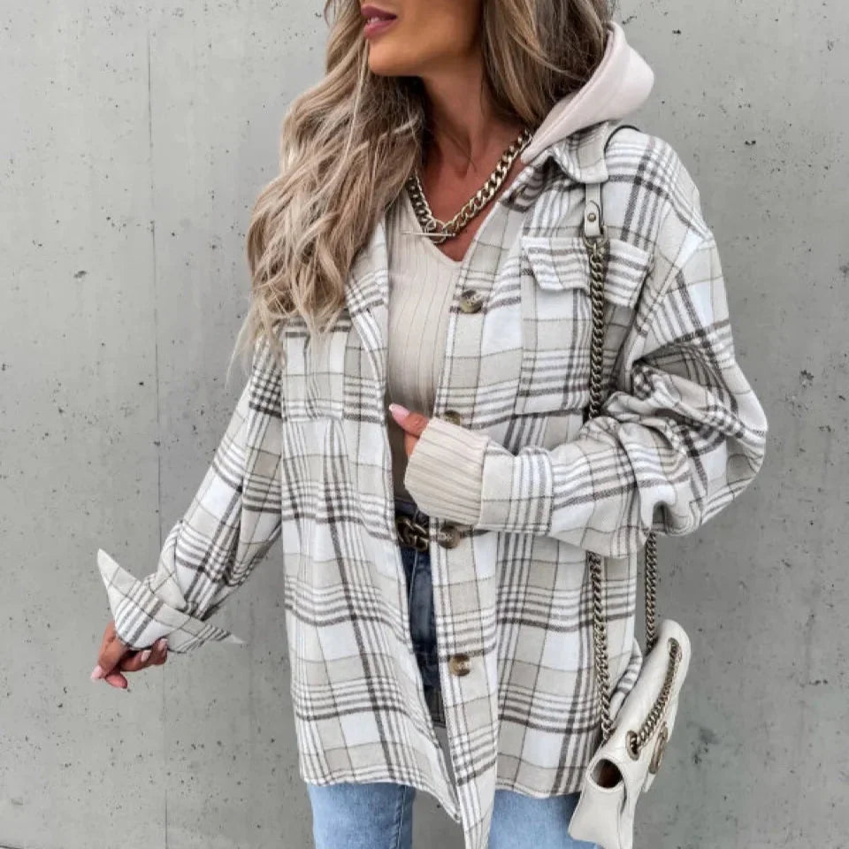 Drune | Damen Kariert Hoodie Jacke Casual Herbst Kleidung