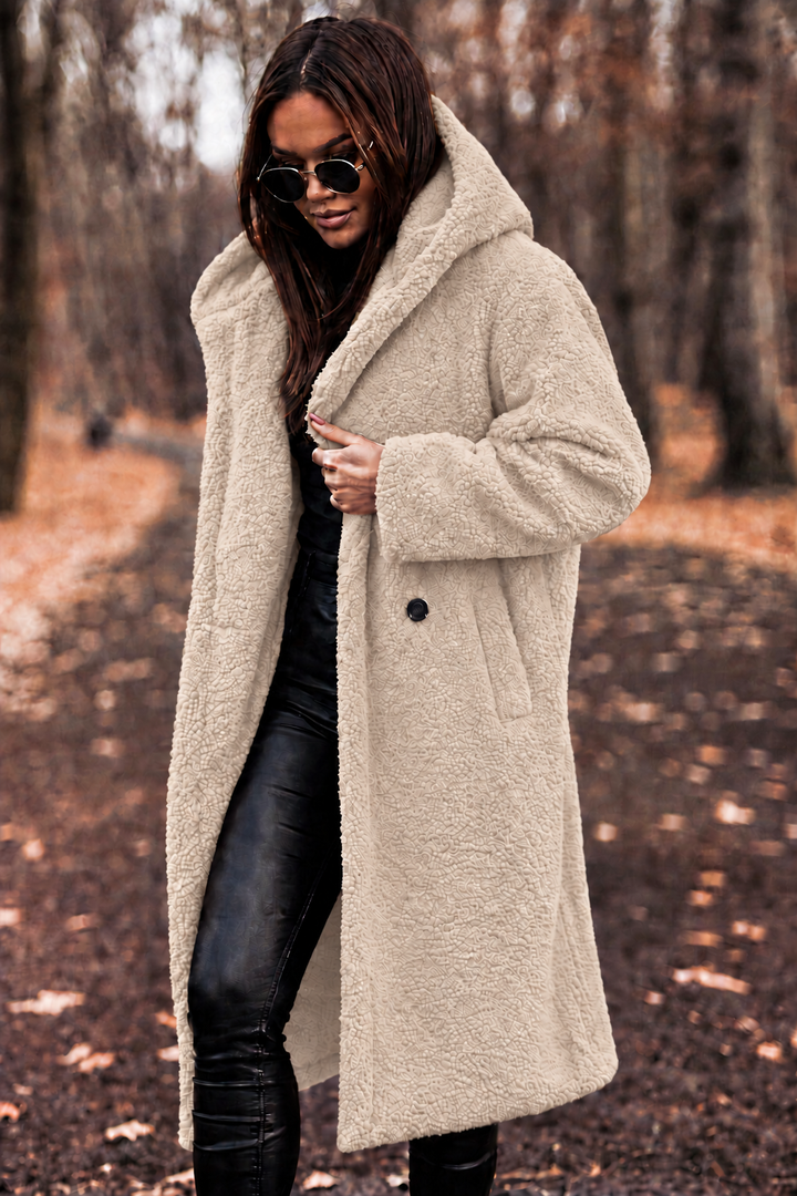 Damen Teddy Mantel mit Kapuze | Drune