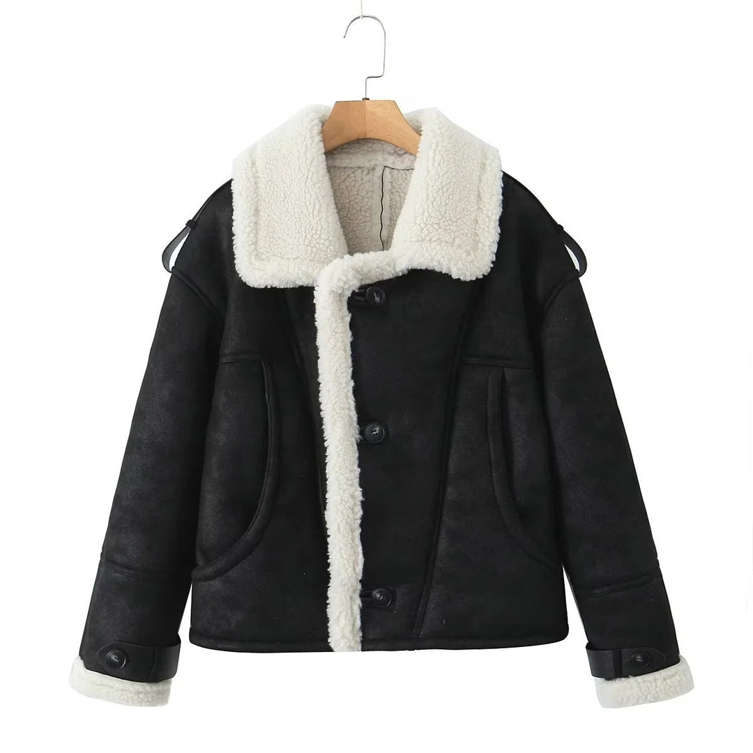 Drune | Kurz Sherpa mit Fleece Gefütterte Jacke Winterjacke für Damen