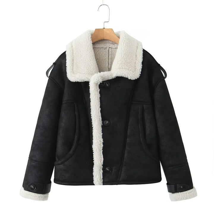 Drune | Kurz Sherpa mit Fleece Gefütterte Jacke Winterjacke für Damen