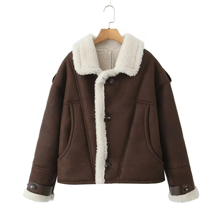 Drune | Kurz Sherpa mit Fleece Gefütterte Jacke Winterjacke für Damen