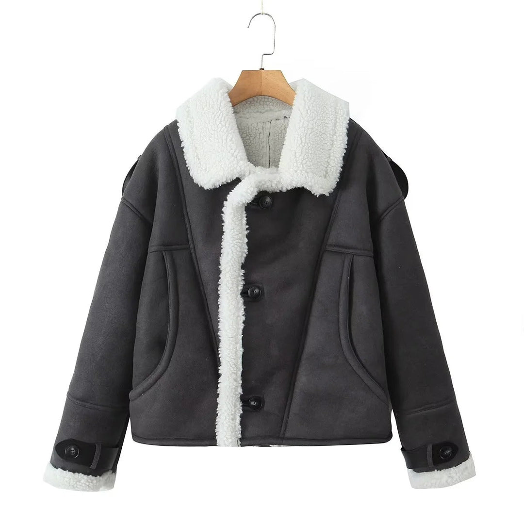 Drune | Kurz Sherpa mit Fleece Gefütterte Jacke Winterjacke für Damen