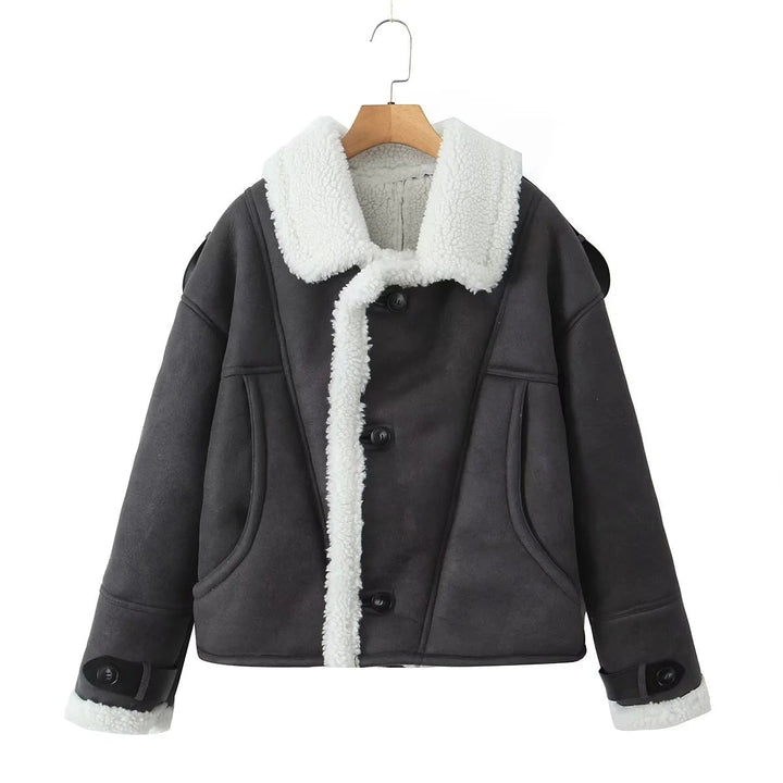 Drune | Kurz Sherpa mit Fleece Gefütterte Jacke Winterjacke für Damen