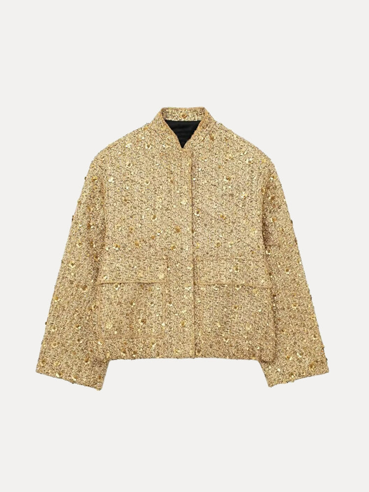 Drune | Freizeit Bomberjacke mit goldenen Pailletten