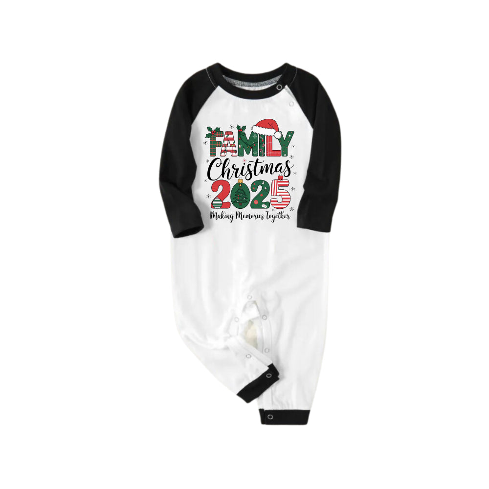 Drune | Schwarzes Raglan-Oberteil grünes karierte Weihnachts-Pyjama-Set mit Feiertagsbeschriftung