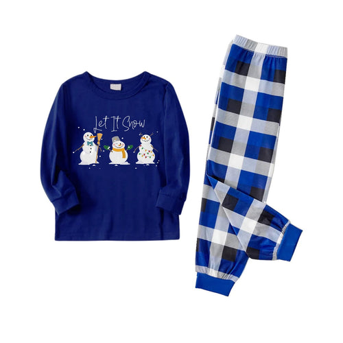 Drune | Weihnachtsfamilien-Pyjamas in passender Kleidung - Marineblau & Weiß Karomuster Set mit 