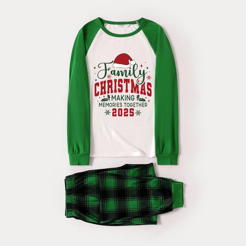 Drune | Grünes Raglan-Top Grüner Karo-Weihnachtsschlafanzug-Set Mit 