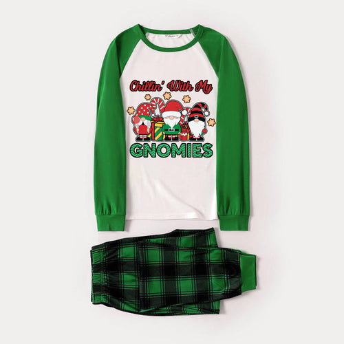 Drune | Grünes Raglan-Oberteil Grünes Karo-Weihnachtsschlafanzug-Set mit 