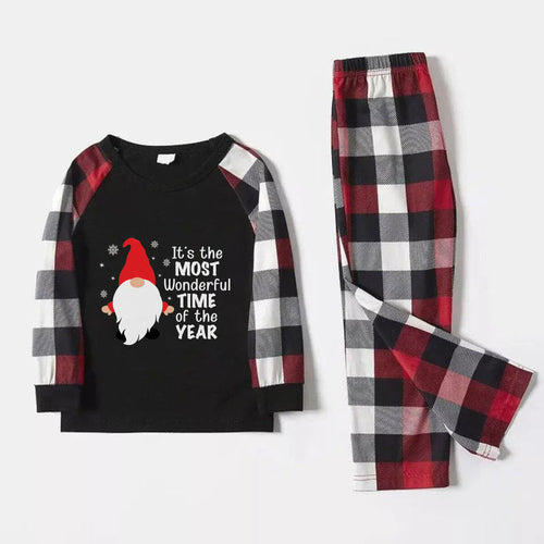 Drune | Weihnachtsfamilien-Matching-Pyjamas - Roter und grauer Karostoff-Pyjama-Satz mit 