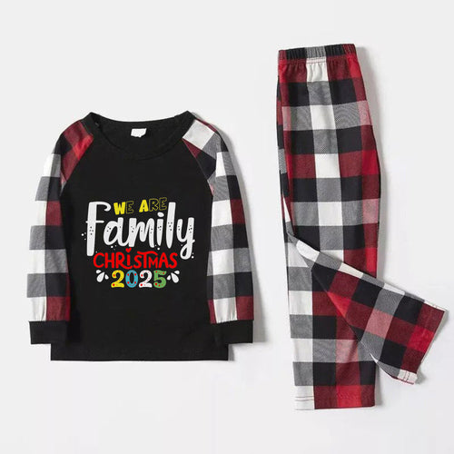 Drune | Weihnachtsfamilien passende Schlafanzüge - Rote und graue Karos PJs Set mit 