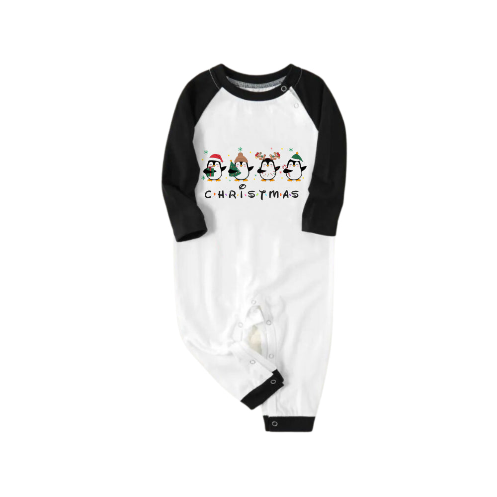 Drune | Schwarzes Raglan-Top Grünes Karomuster Weihnachts-Pyjama-Set Mit Pinguin-Druck
