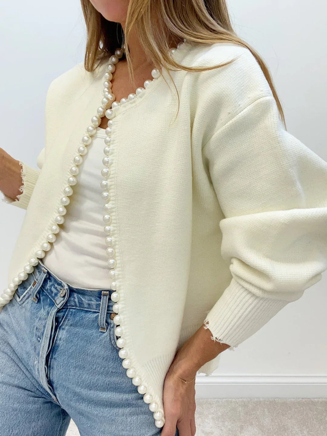 Drune | Strickjacke für Damen, elegant & mit Perlen