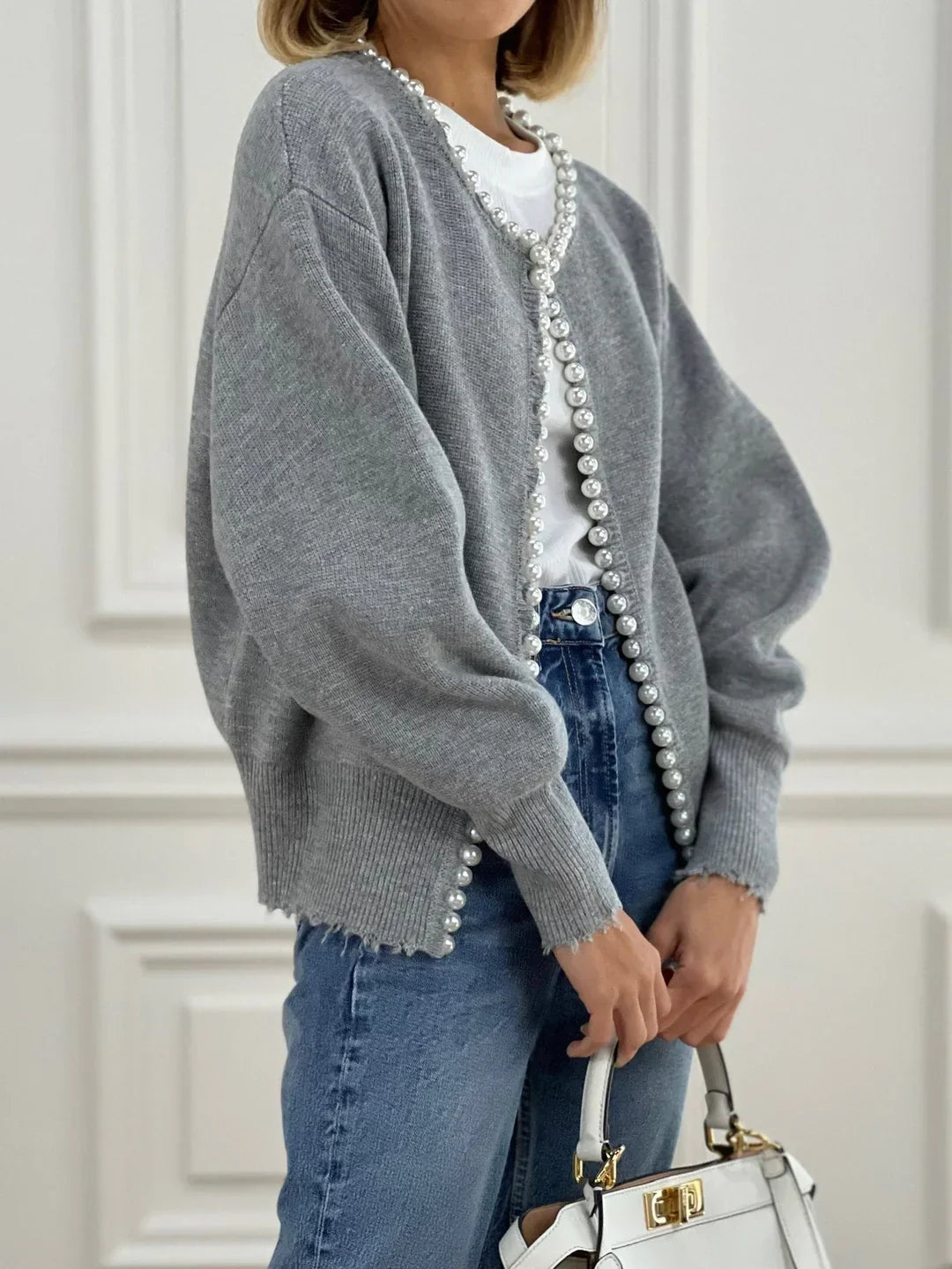 Drune | Strickjacke für Damen, elegant & mit Perlen