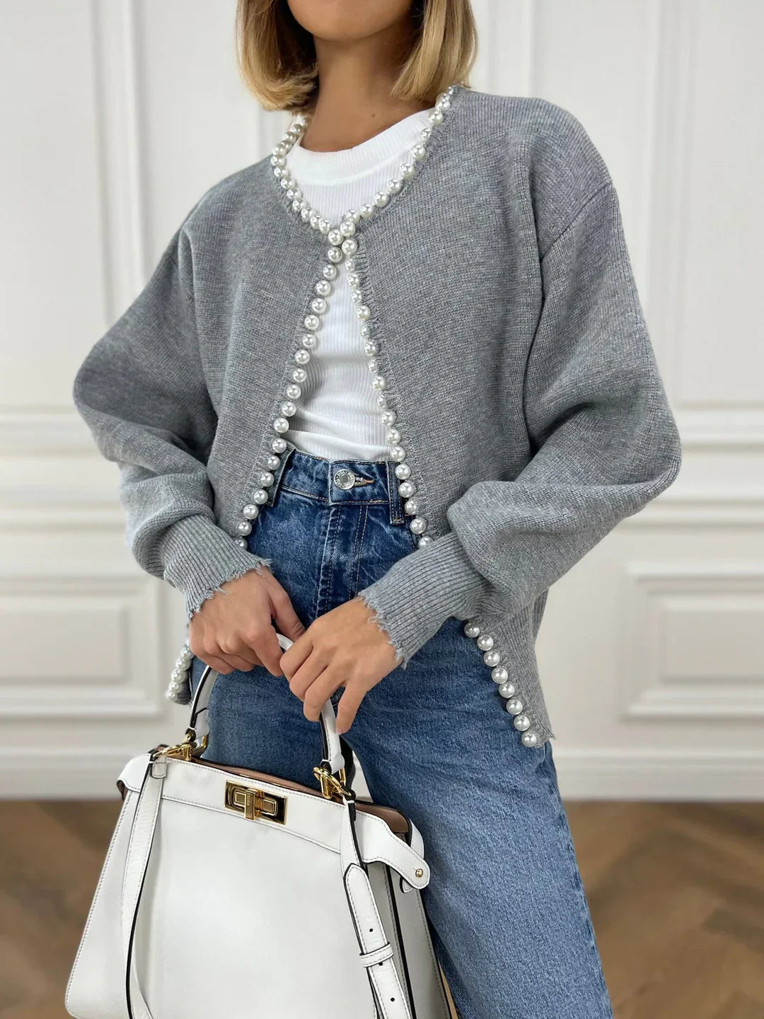 Drune | Strickjacke für Damen, elegant & mit Perlen