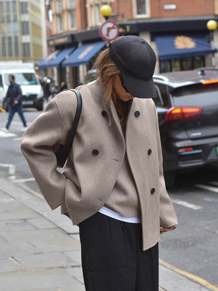 Drune | Geschneiderter Wollmantel für Damen - Hoher Kragen - Strukturiert Passform - Elegante Details