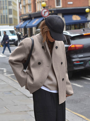 Drune | Geschneiderter Wollmantel für Damen - Hoher Kragen - Strukturiert Passform - Elegante Details