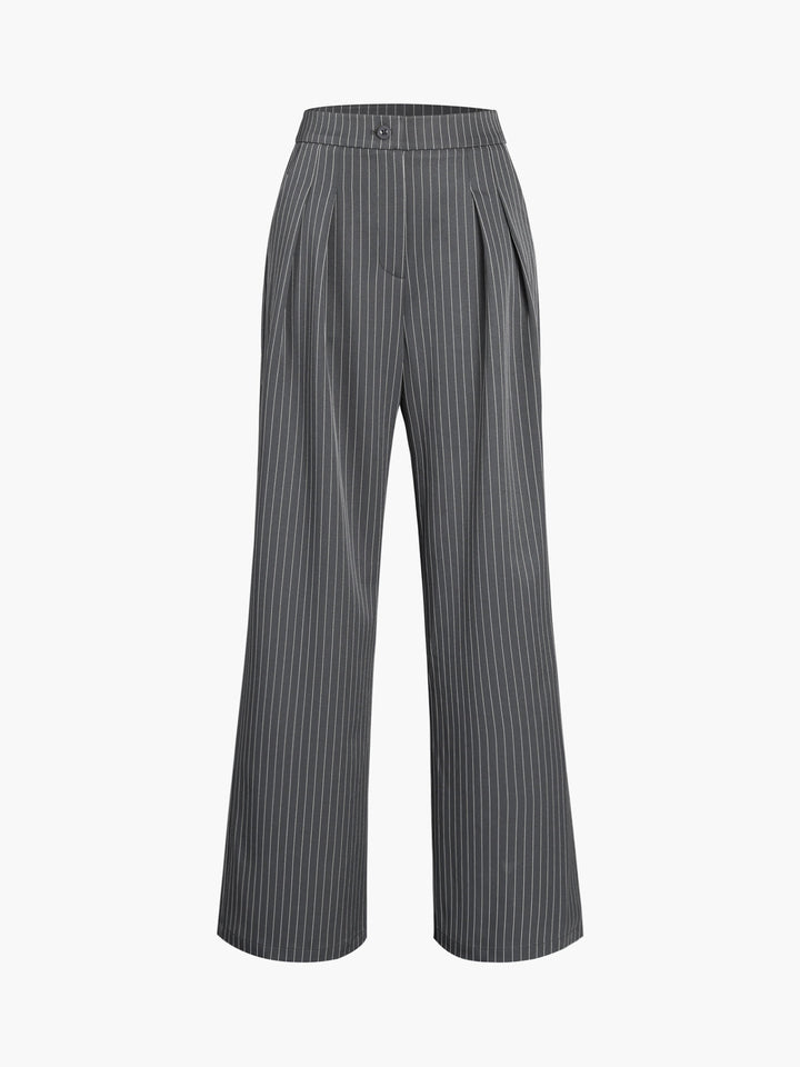 Drune | Elegante Nadelstreifen-Faltenhose mit Weitem Bein