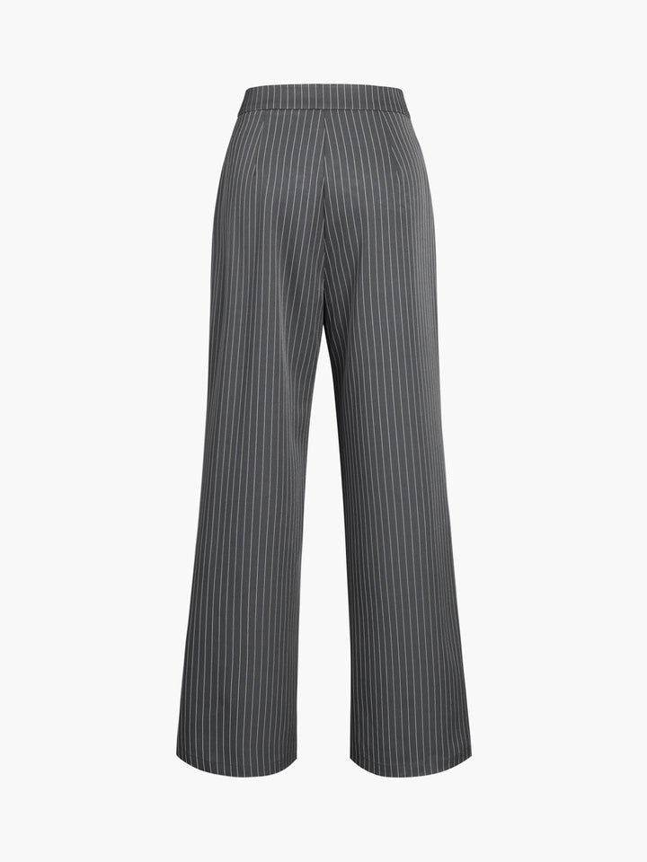 Drune | Elegante Nadelstreifen-Faltenhose mit Weitem Bein